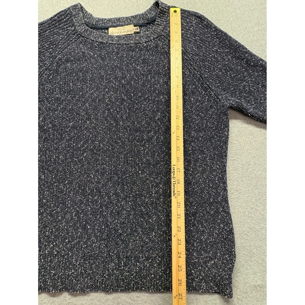 HM LOGG Mens Navy Blue White Marled Cotton Knit Crewneck Sweater O/N 835240